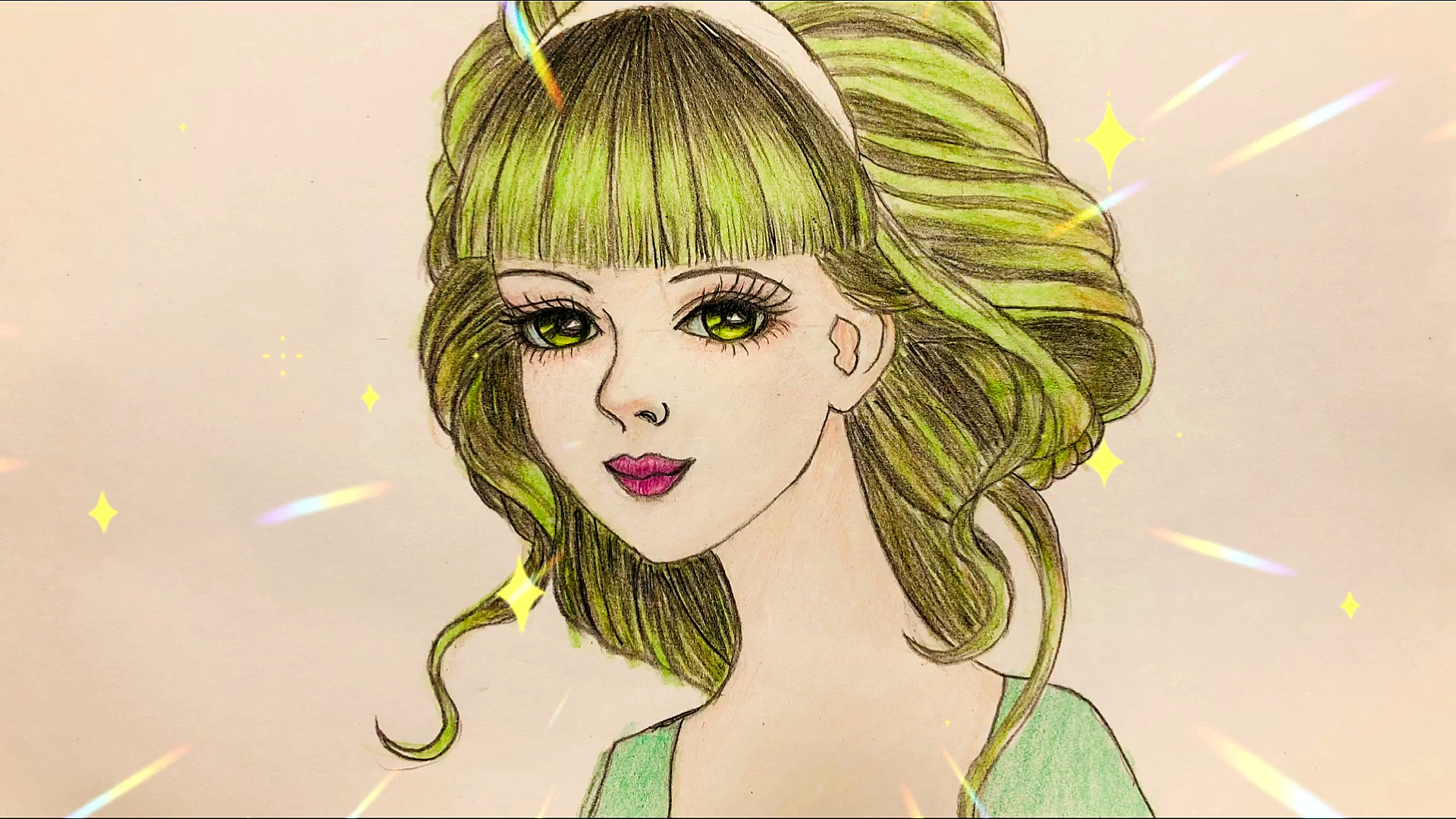 绘画#彩铅画女孩