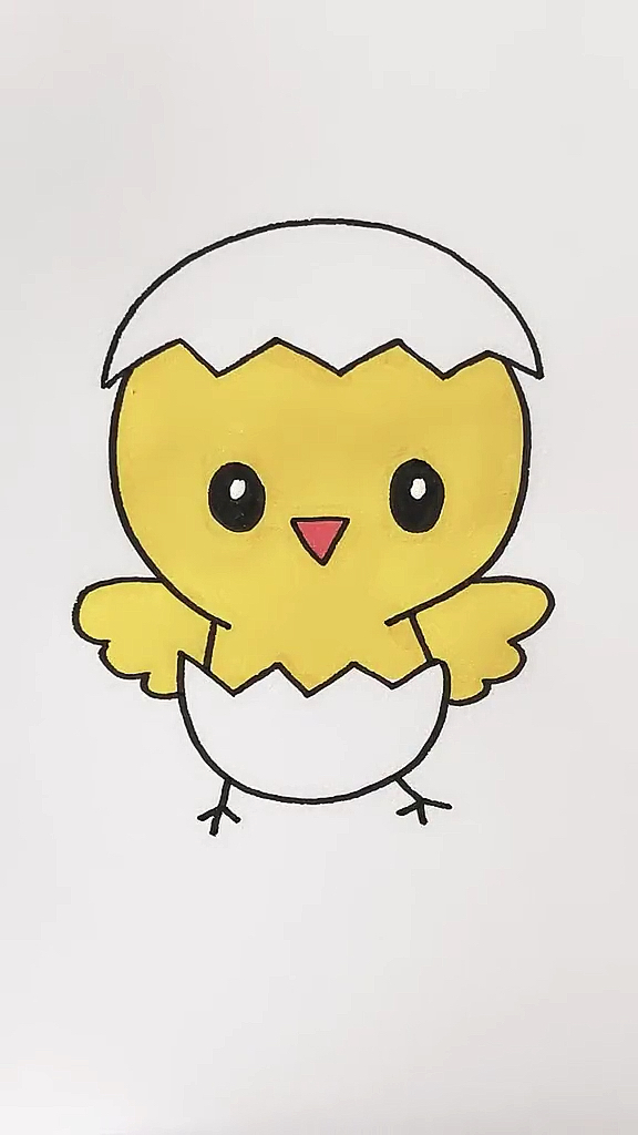 画画原来如此简单#画破壳的小鸡#简笔画#每日一画-度小视