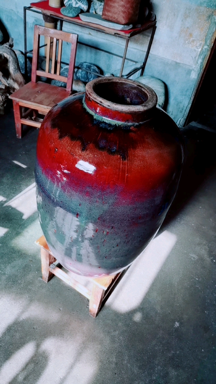 美不美,刚收到的窑变釉大缸