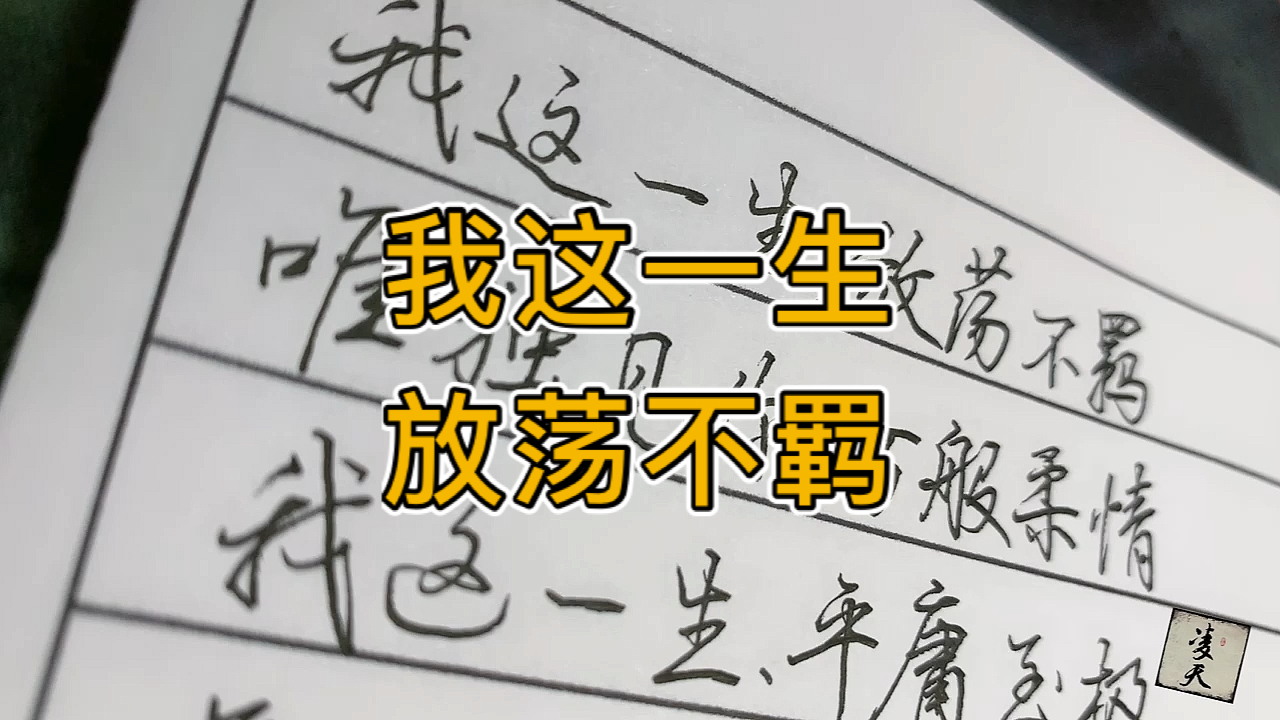 手写文字我这一生放荡不羁唯独见你万般柔情我这一生平庸至极唯独见你