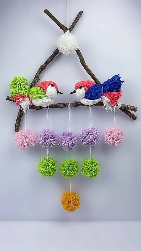 创意手工diy#废旧的毛线不要扔掉,可以做成漂亮的小鸟,可美了