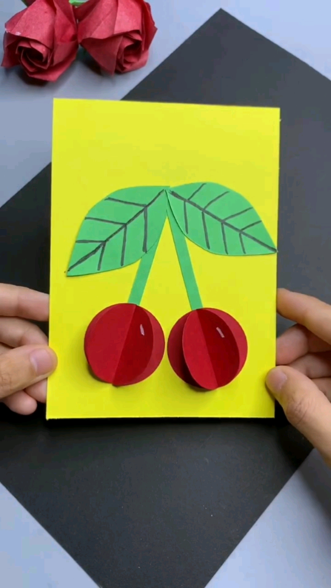 手工樱桃制作方法卡纸图片