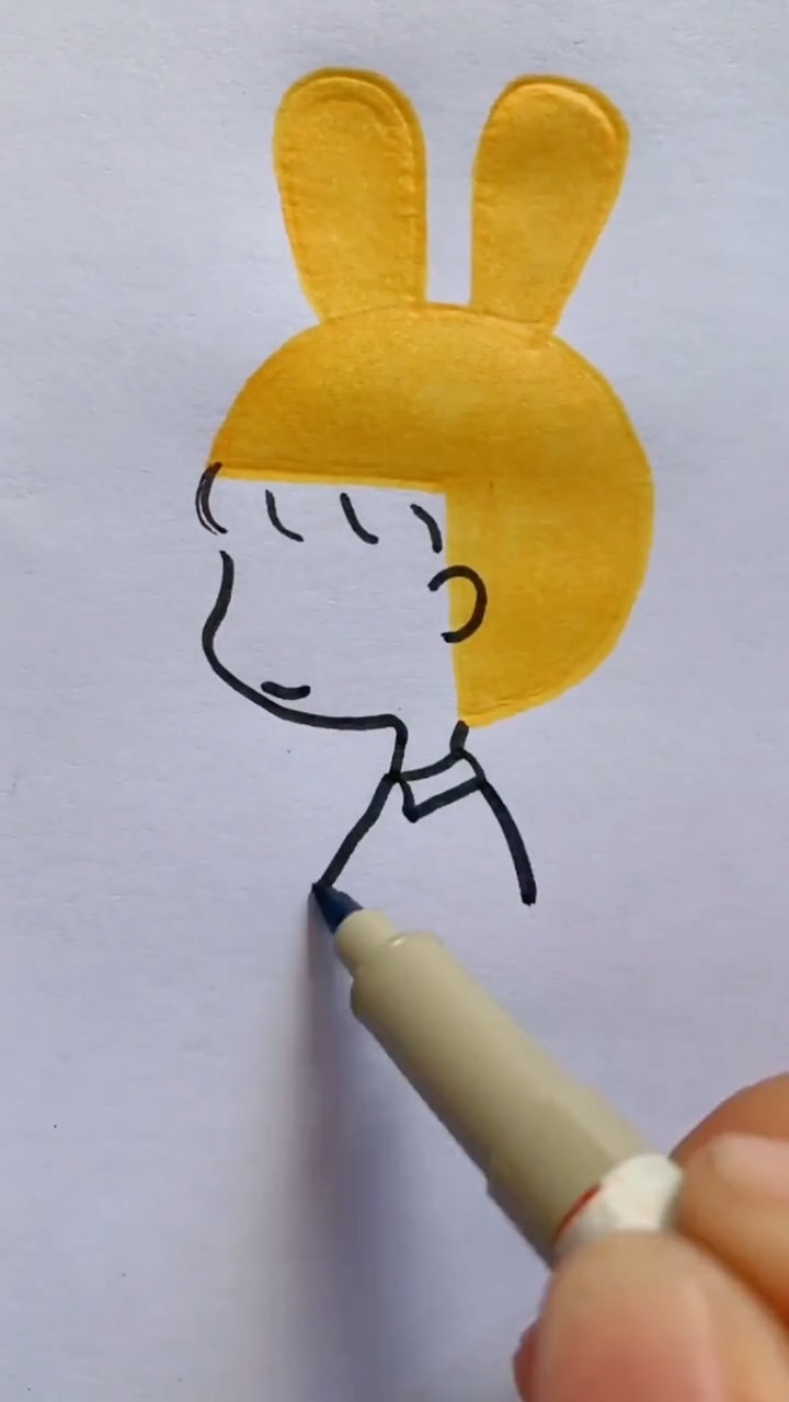 简笔画#召唤一个可爱的美团小哥-度小视