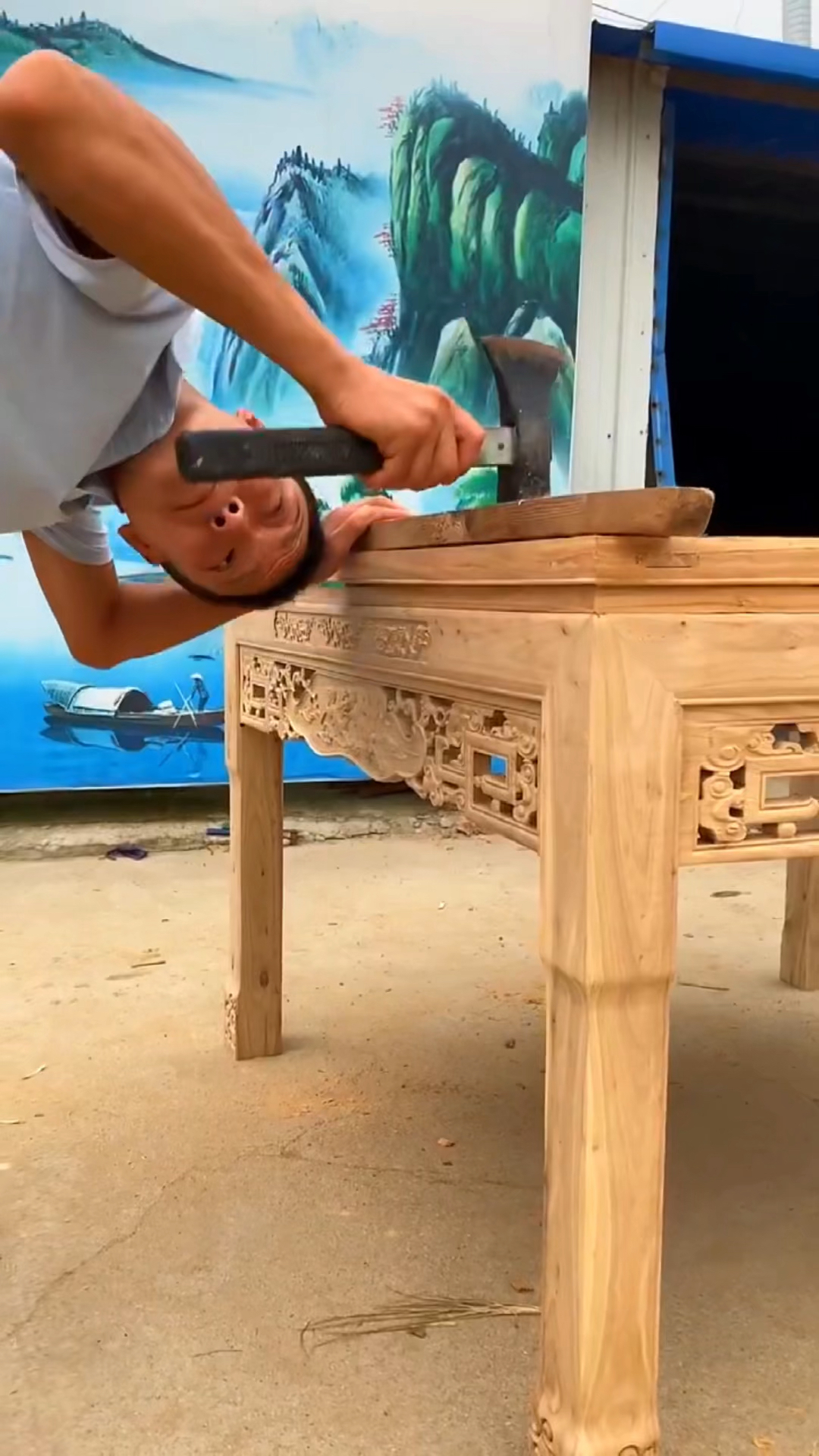 红木家具制作过程#传统家具八仙桌制作过程,全榫卯衔接组装,严丝悍祆