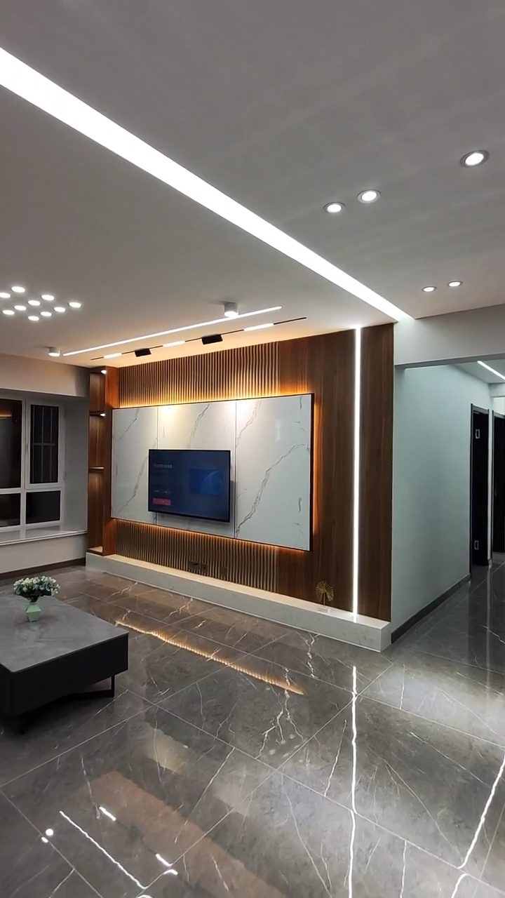 2021我的心愿#简约风格,悬空电视背景墙.