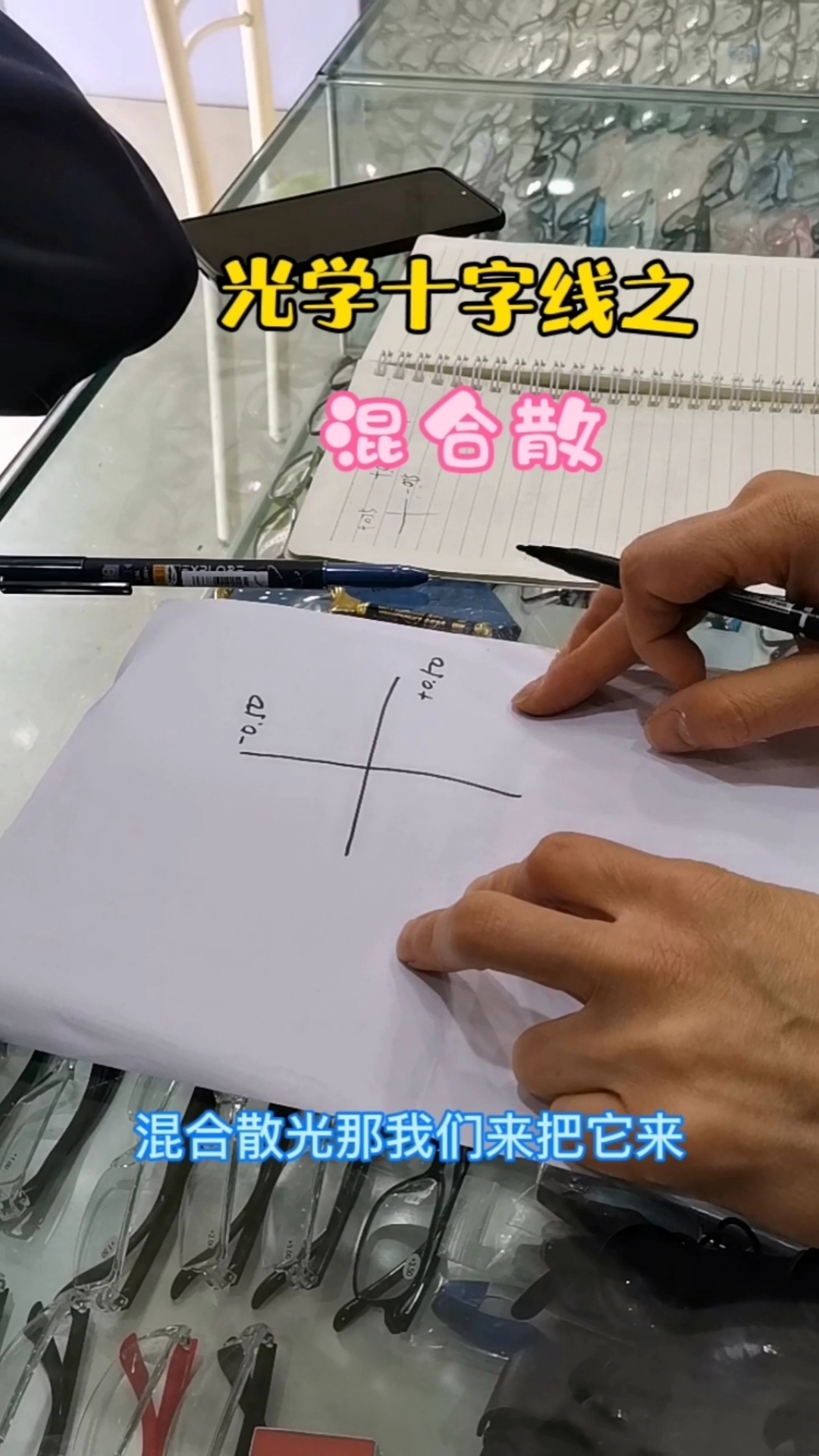 全民最牛手艺人#验光配镜学员学习的难点,光学十字线之混合散
