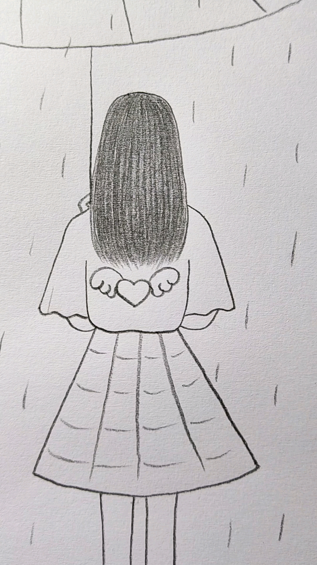 画画原来如此简单#画雨中的背影女孩,简单易学,一看就会哦