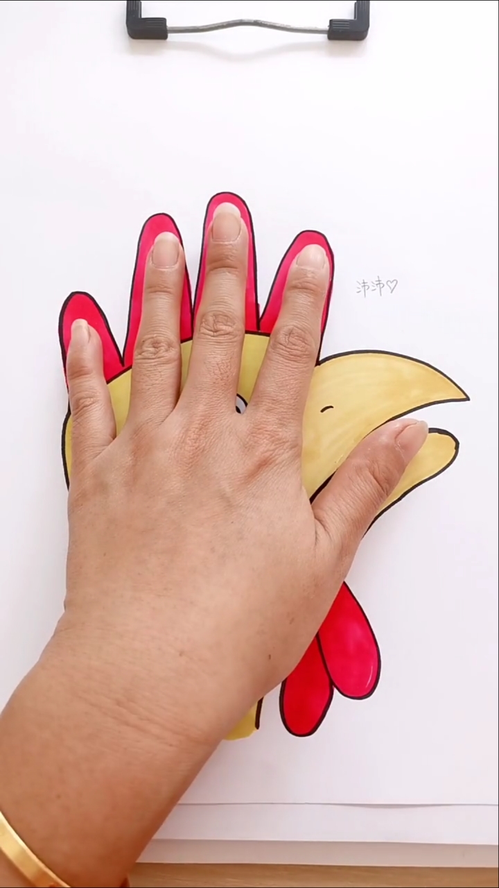 创意手掌画#手掌画鸡