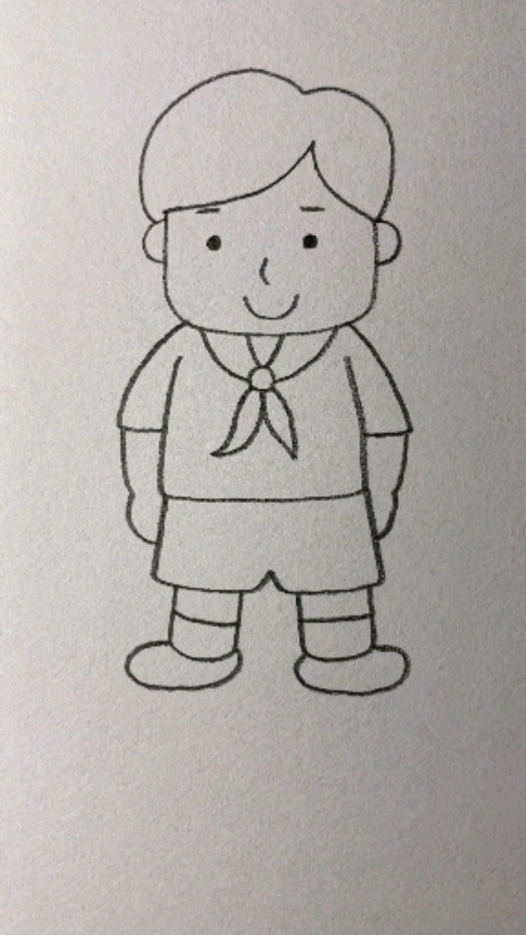 戴红领巾的小男孩画法