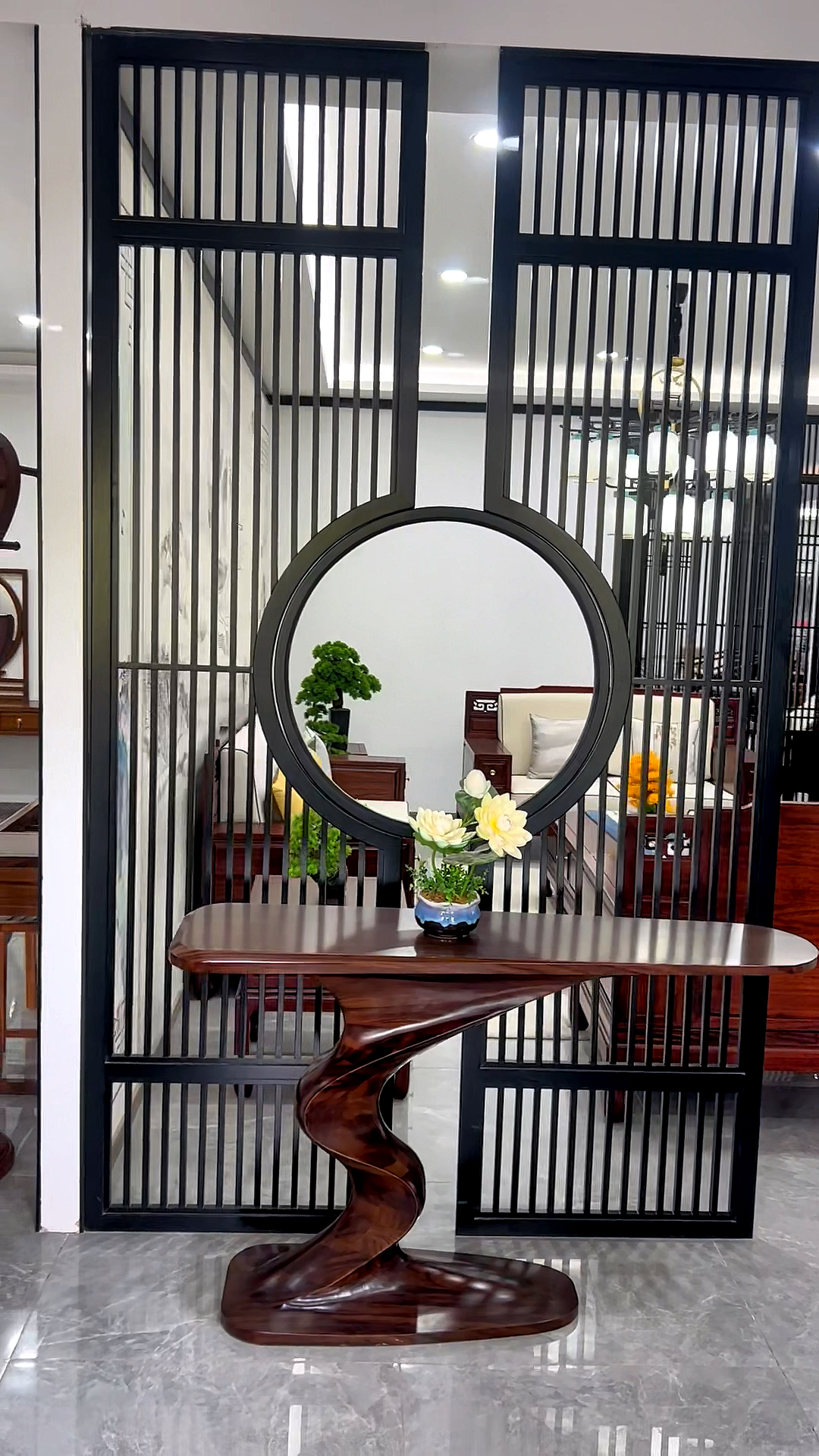 新中式风格!#端景台#隔断屏风#实木家具-度小视