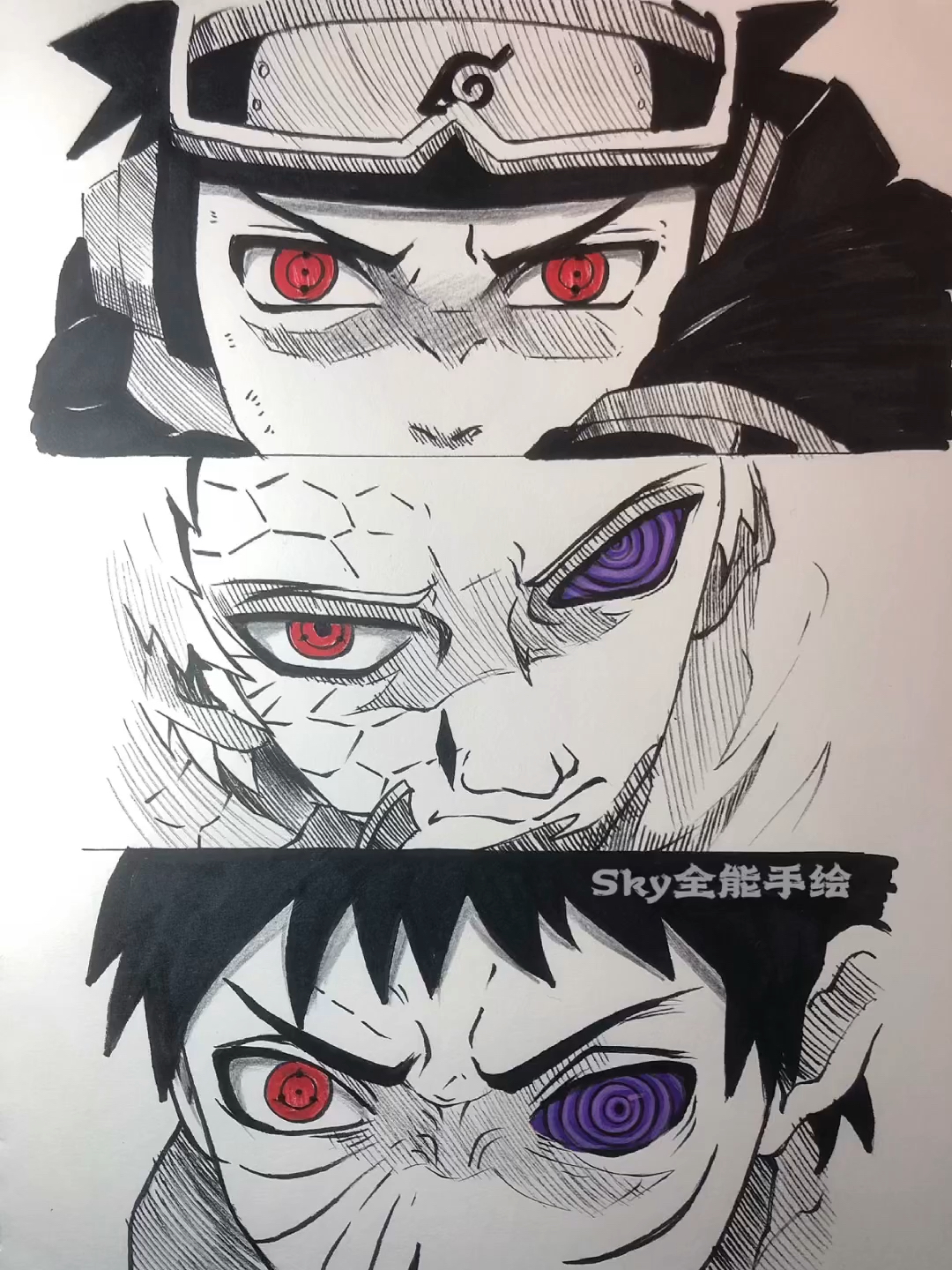 画画原来如此简单手绘火影忍者动漫人物三个时期的宇智波带土