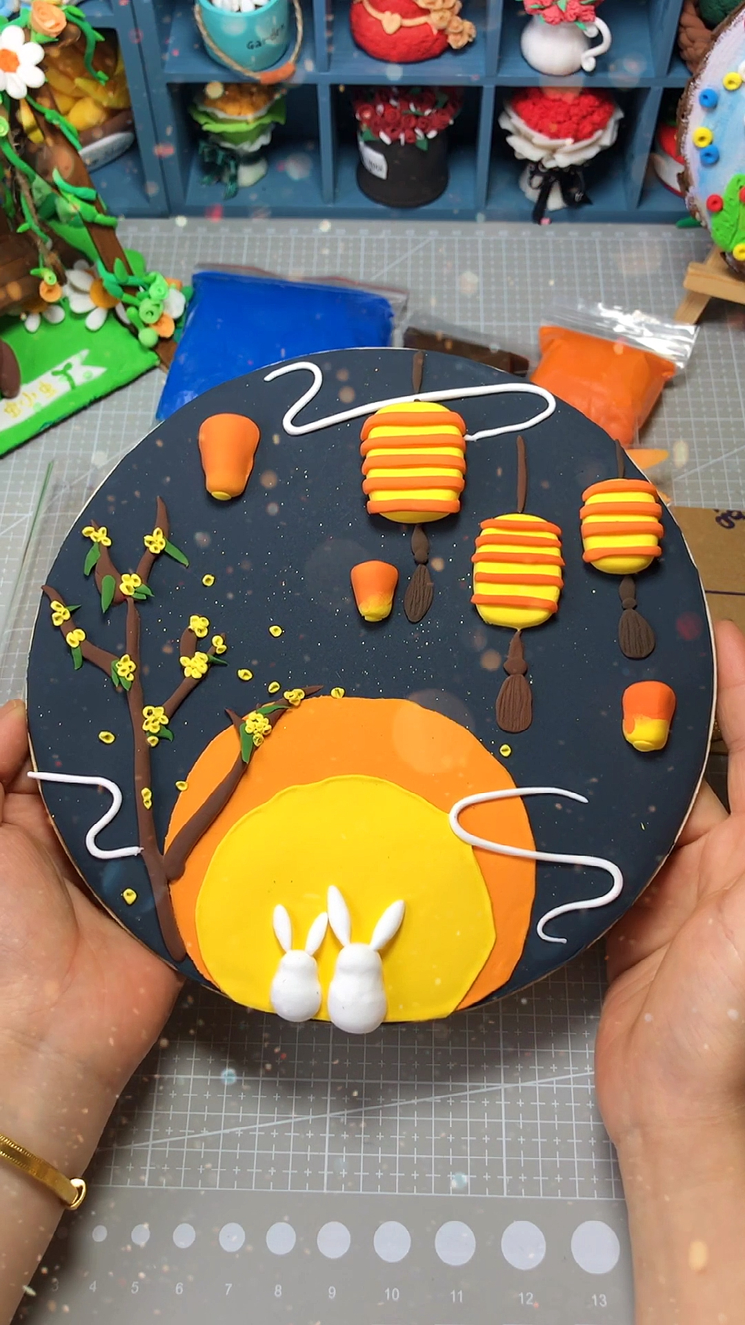 超轻粘土#中秋节粘土画