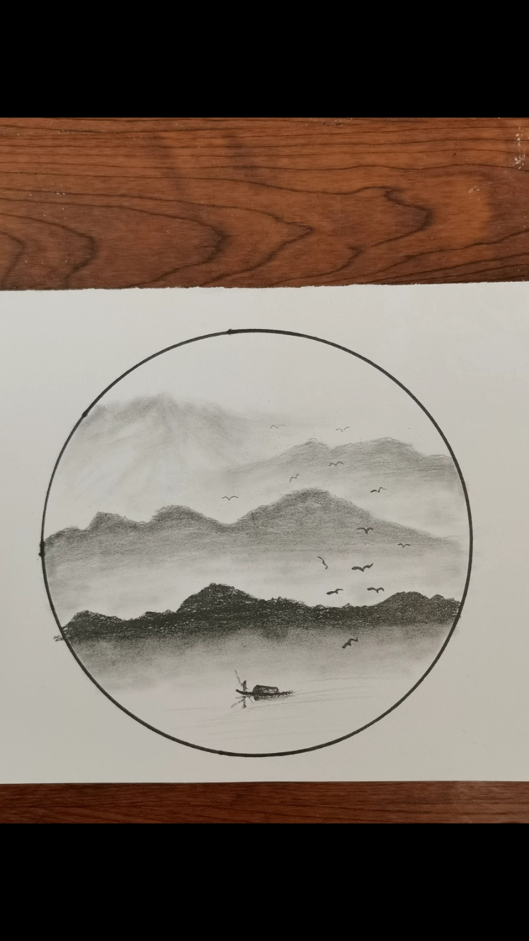 画画原来如此简单铅笔下的群山缭绕你学会了嘛