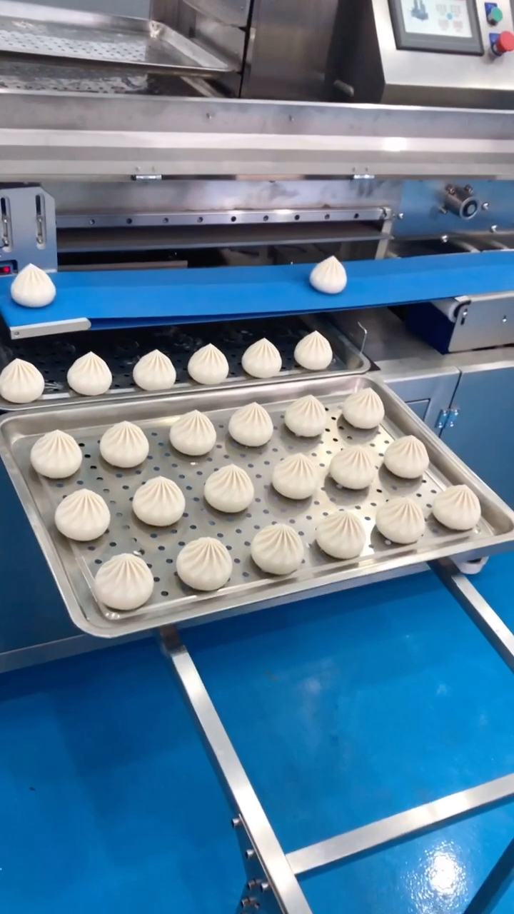 包子机流水线自动摆盘机,包子机做包子操作视频