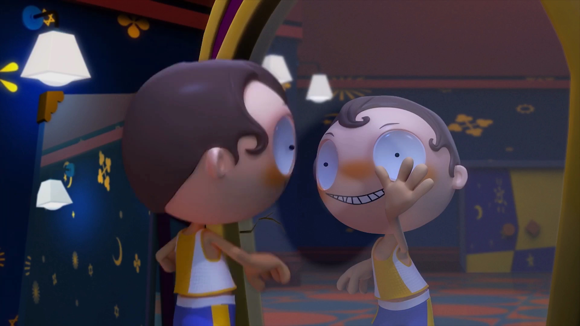 动漫#小小魔幻的镜子,这么神奇,没想到大眼被镜子揍惨了