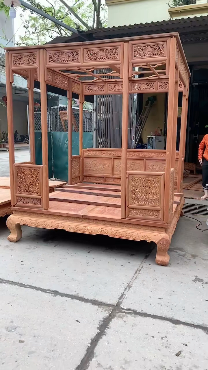 榫卯#缅花架子床