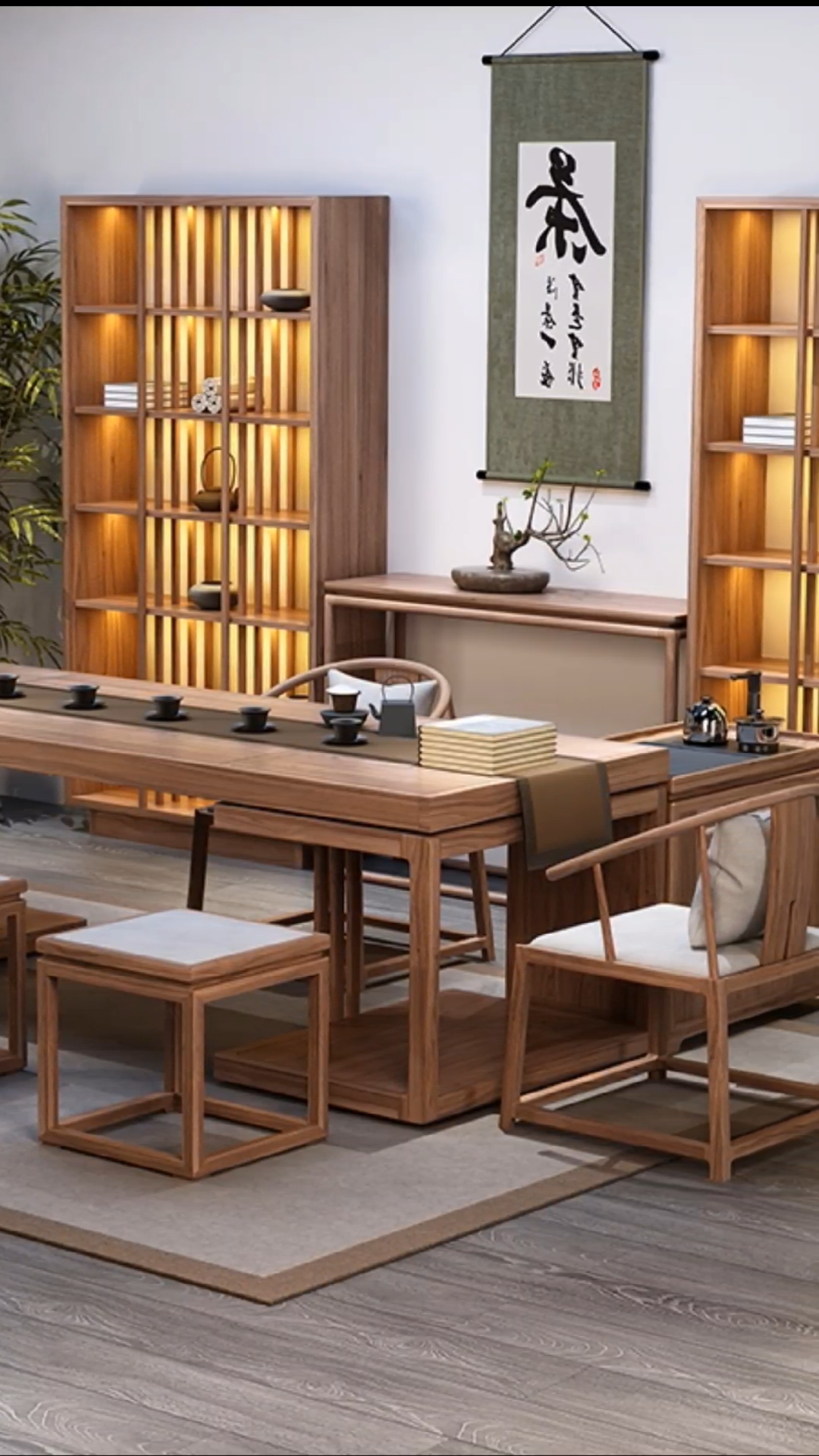 新中式茶桌#实木茶台茶桌椅组合新中式茶室家具