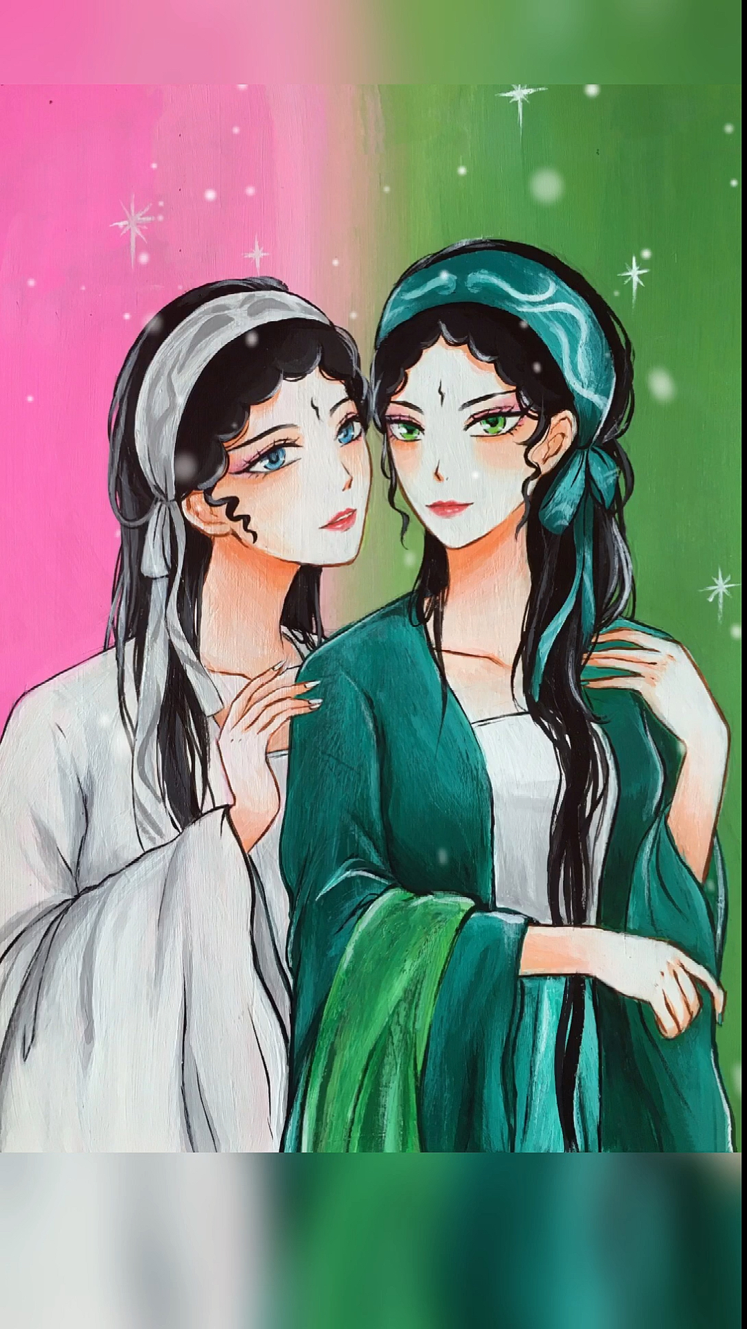 画画爸爸画的小青和小白太形象了好多人说我把两人画反了