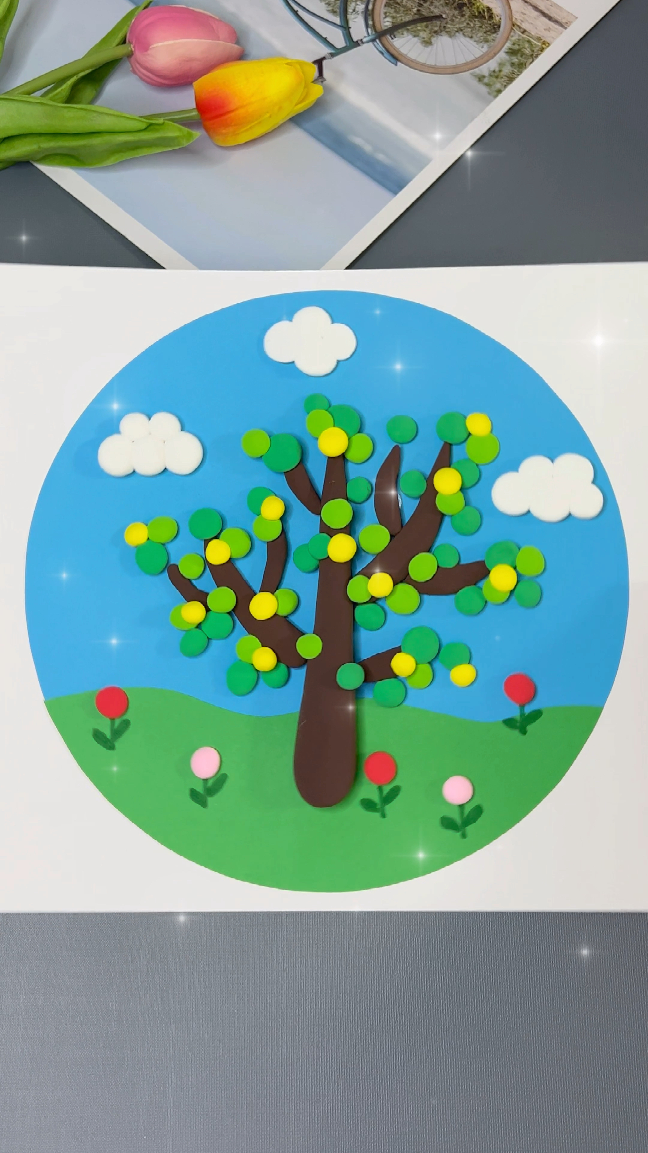 用粘土做春天的小树