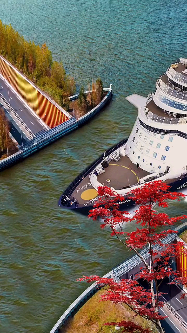 费吕沃湖水道桥,桥下是公路,桥上过轮船,简直堪比大型魔术,这个桥承受