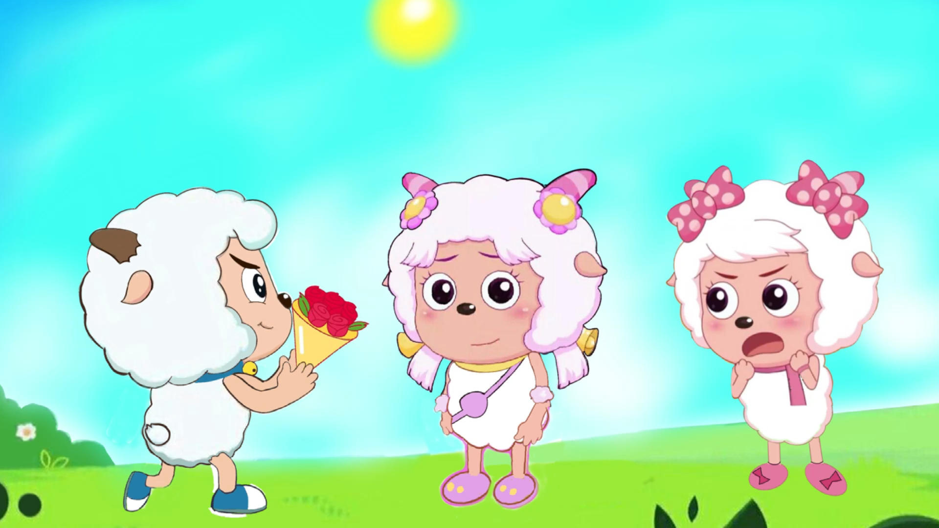 喜羊羊与灰太狼之运动英雄传喜羊羊和花羊羊合体完胜蝴蝶结