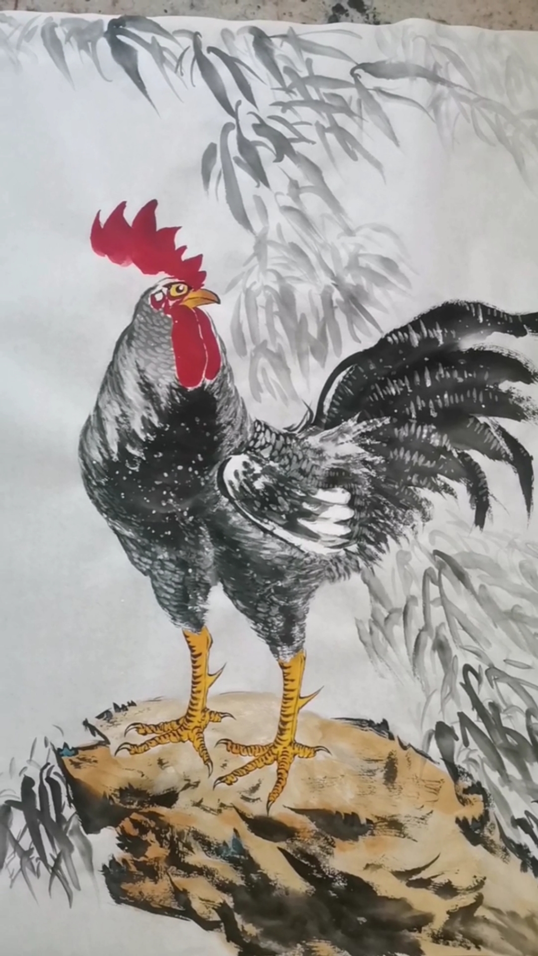 国画#王兴民国画公鸡:哈哈,芦花公鸡来了,喜欢吗,点赞啦