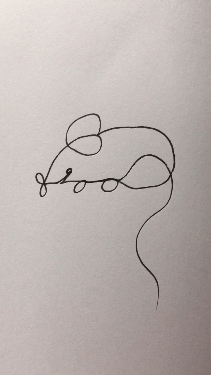 画画#一笔画老鼠