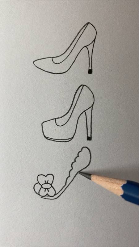 画鞋子少女高跟鞋图片