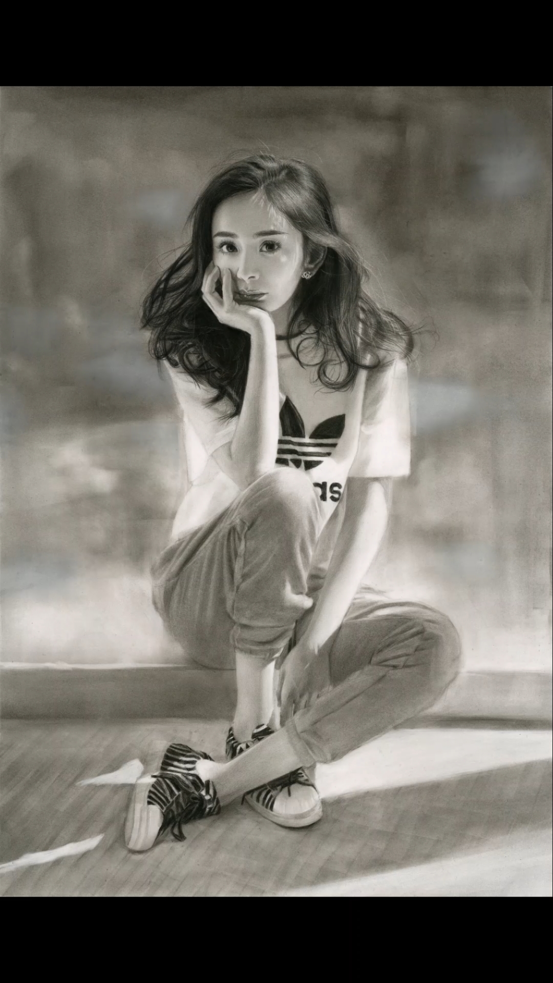 绘画#学员写实素描全身像《杨幂》