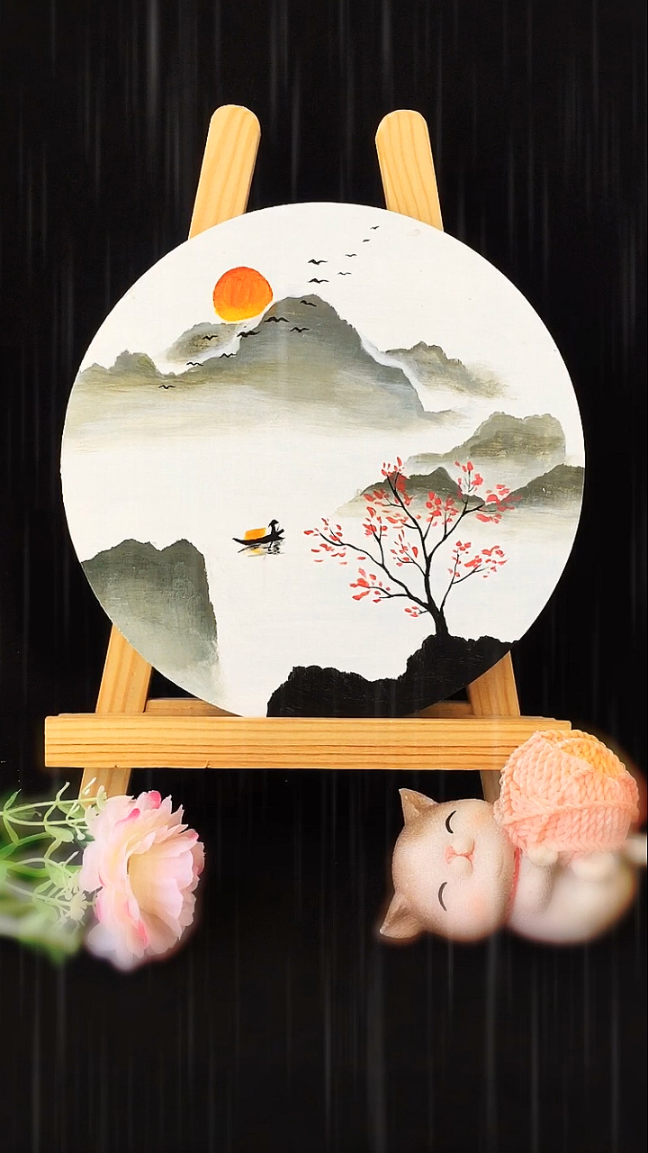 绘画跟我这样来撕纸教你画一幅超级简单的山水