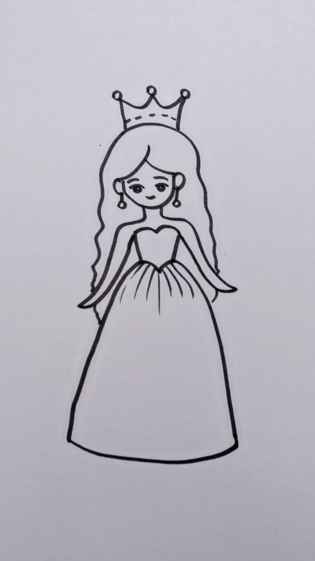 小女孩穿公主裙简笔画图片