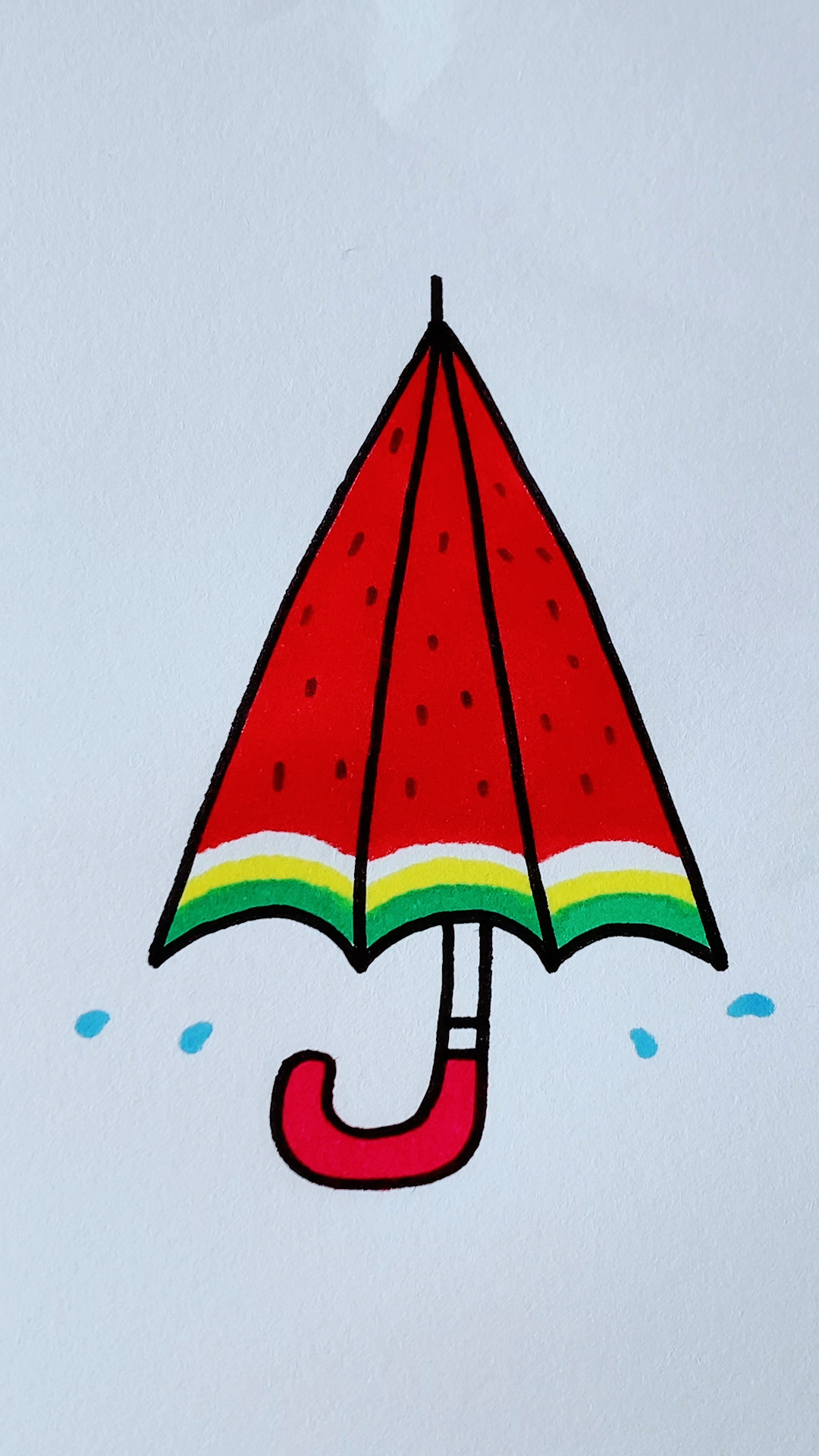 简笔画西瓜雨伞你见过吗