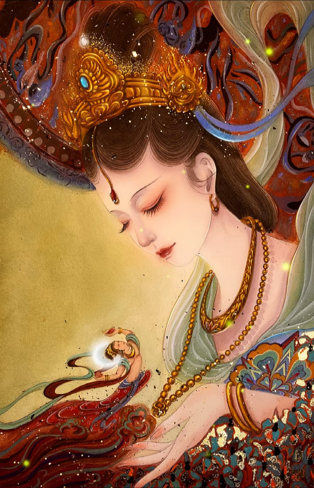 敦煌飞天#原创水彩敦煌插画美女-度小视