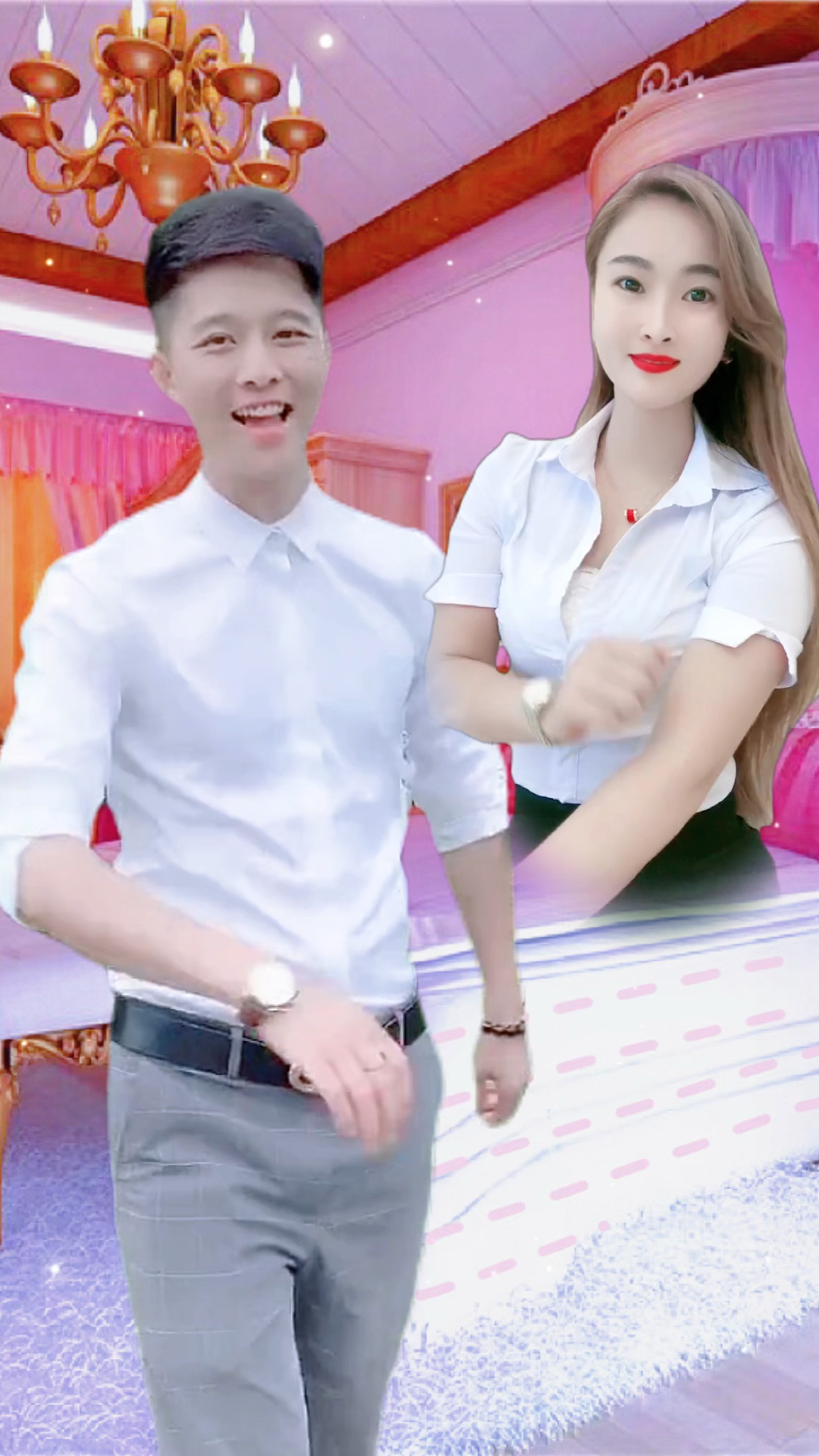 帅哥美女同框合拍情歌对唱视频.