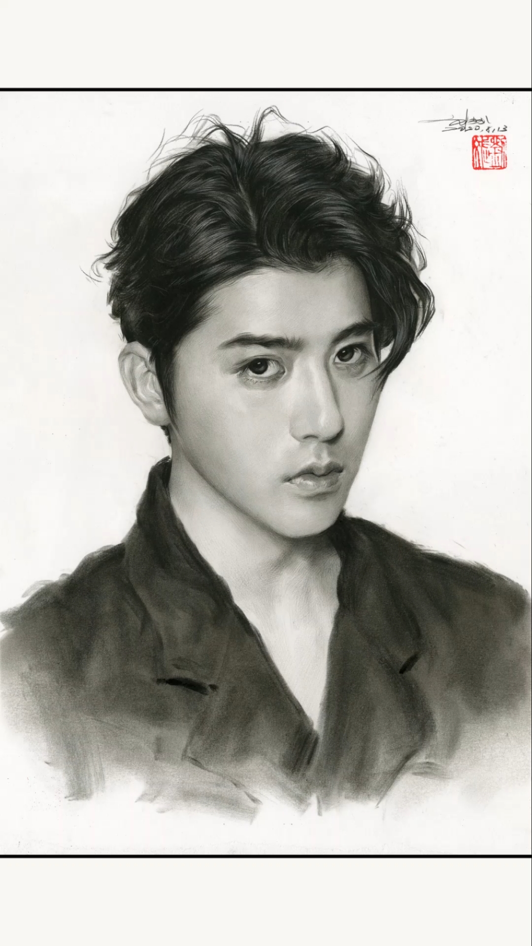 绘画#刘斌老师短期素描头像《蔡徐坤》-度小视