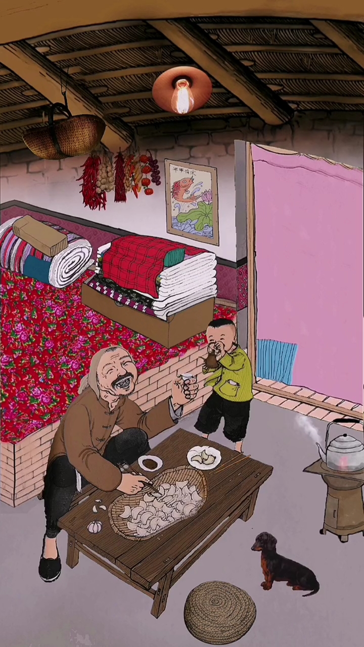童年回忆#还记得以前奶奶煮饺子给我们吃.