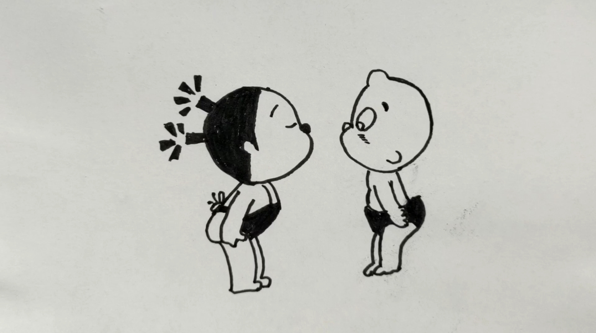 简笔画#小破孩亲亲嘴