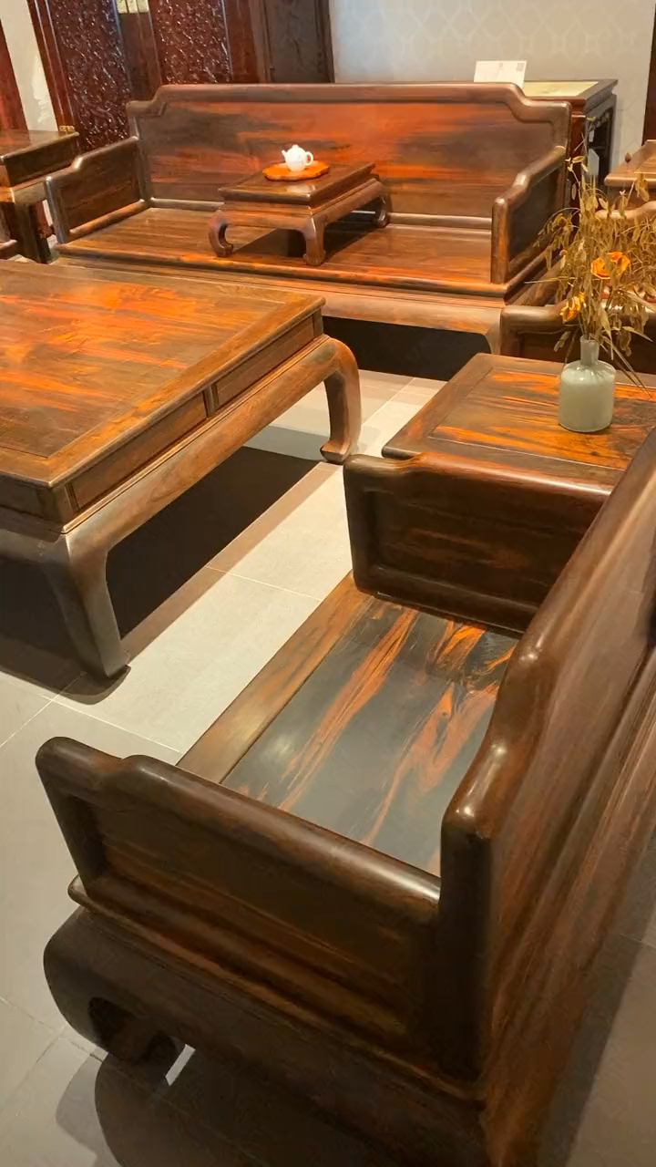 古典红木家具大红酸枝明式素面大沙发