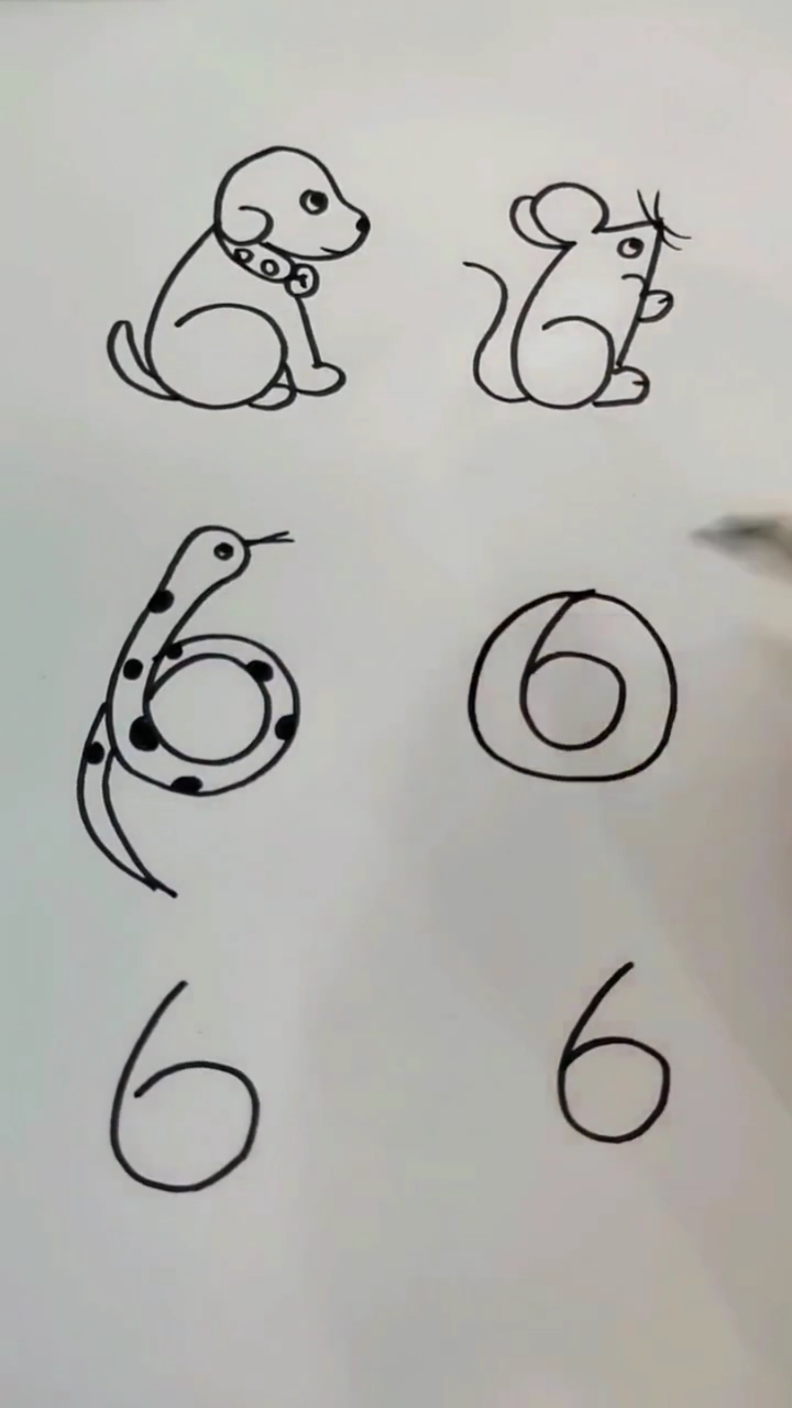音为有你#数字6可以画出好几个有趣的小动物,好厉害