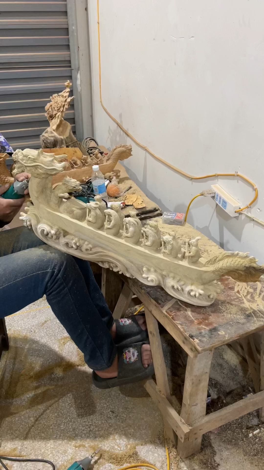 根雕工艺#木雕十二生肖龙舟工艺品摆件