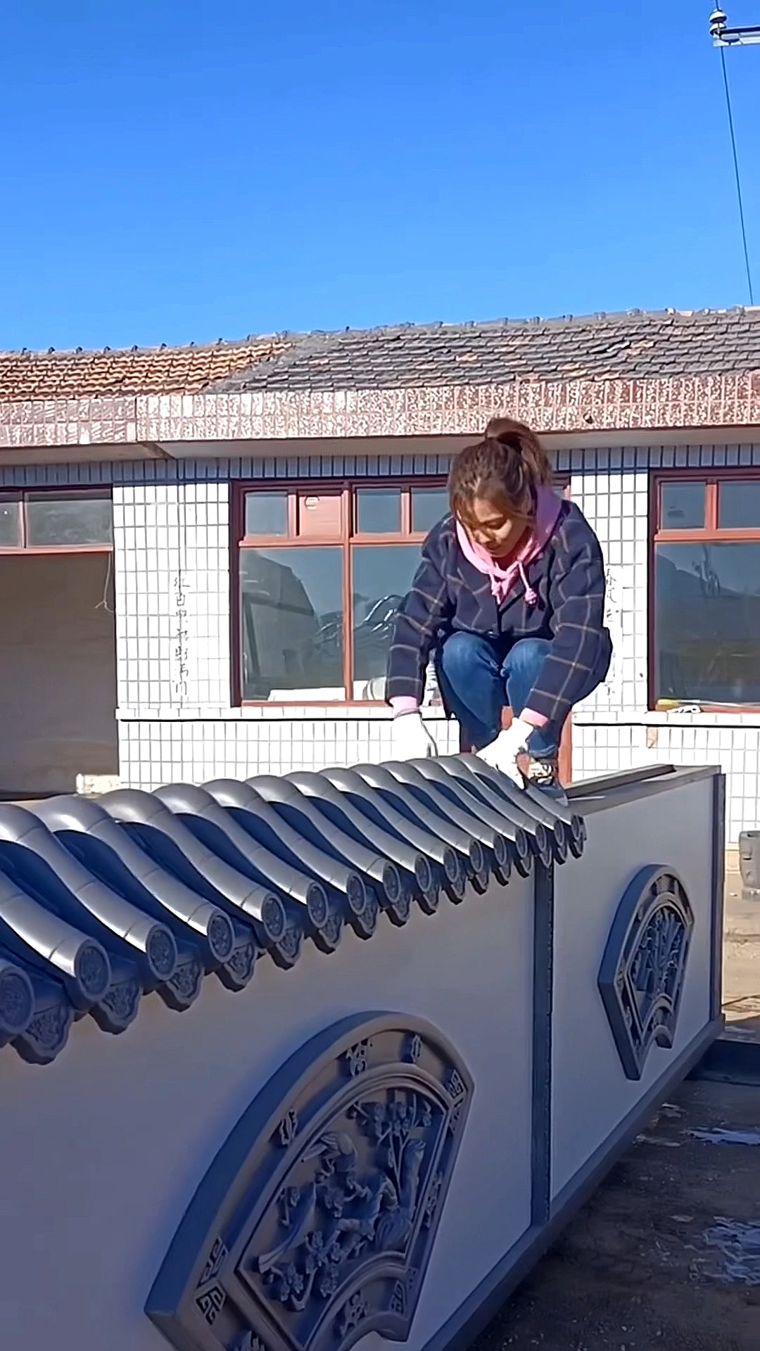 仿古围墙#24-37墙头专用围墙瓦帽-度小视