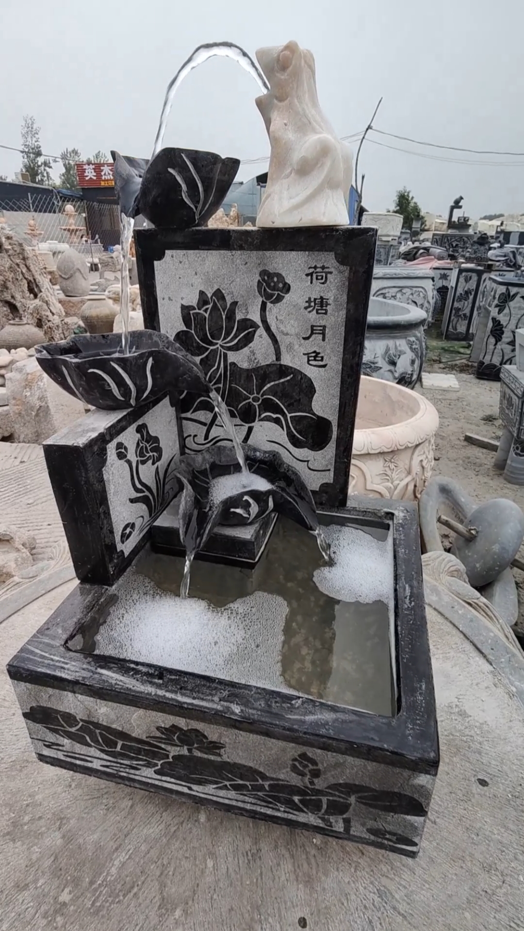 石雕流水养鱼缸流水摆件