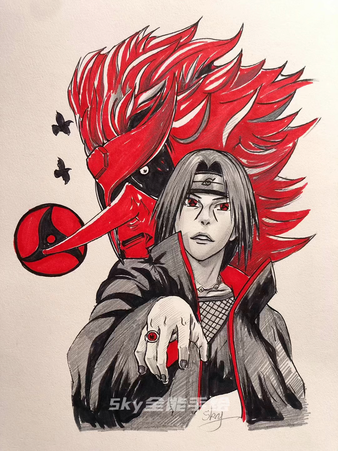 画画原来如此简单跟我一起学画火影忍者动漫人物宇智波鼬和须佐绘画