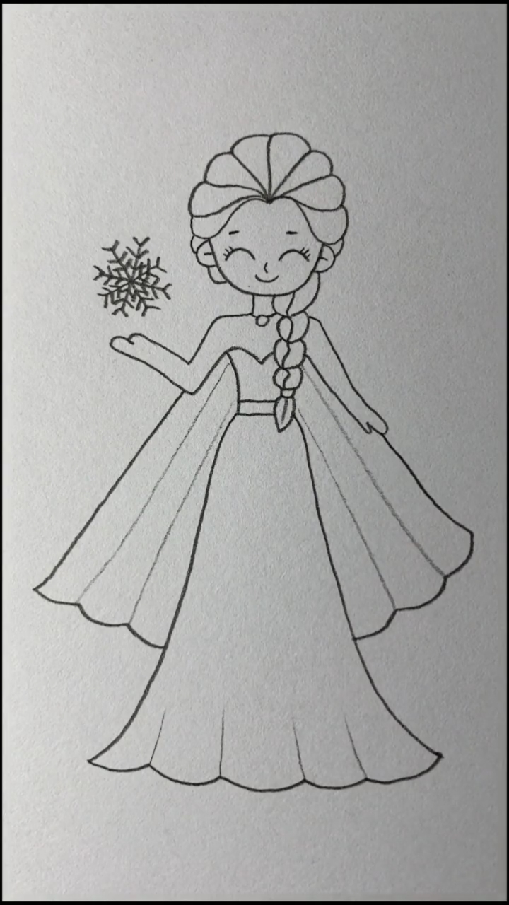 画画原来如此简单#画美丽的冰雪公主