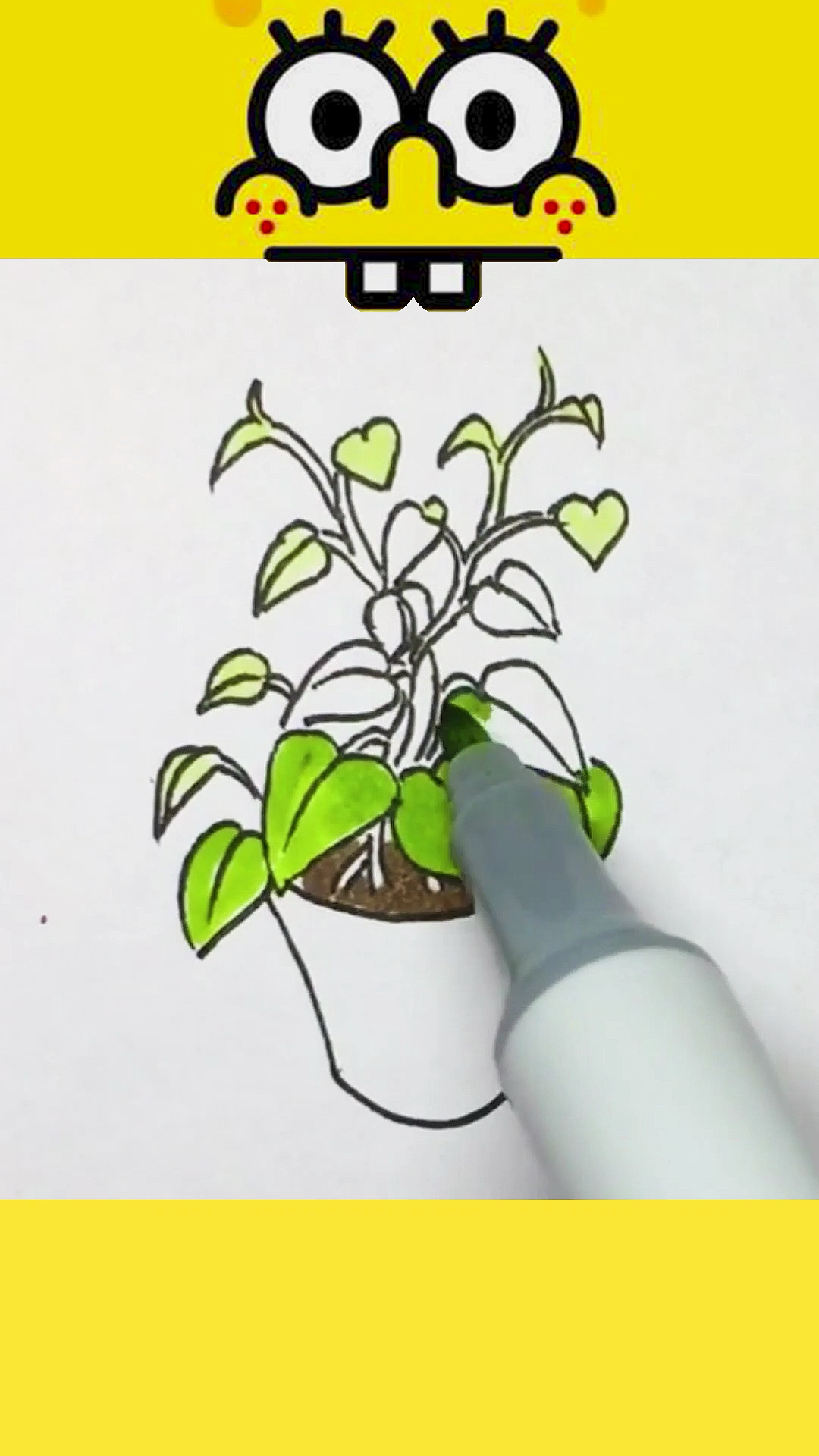 简笔画一盆漂亮的绿萝还可以净化室内空气-度小视