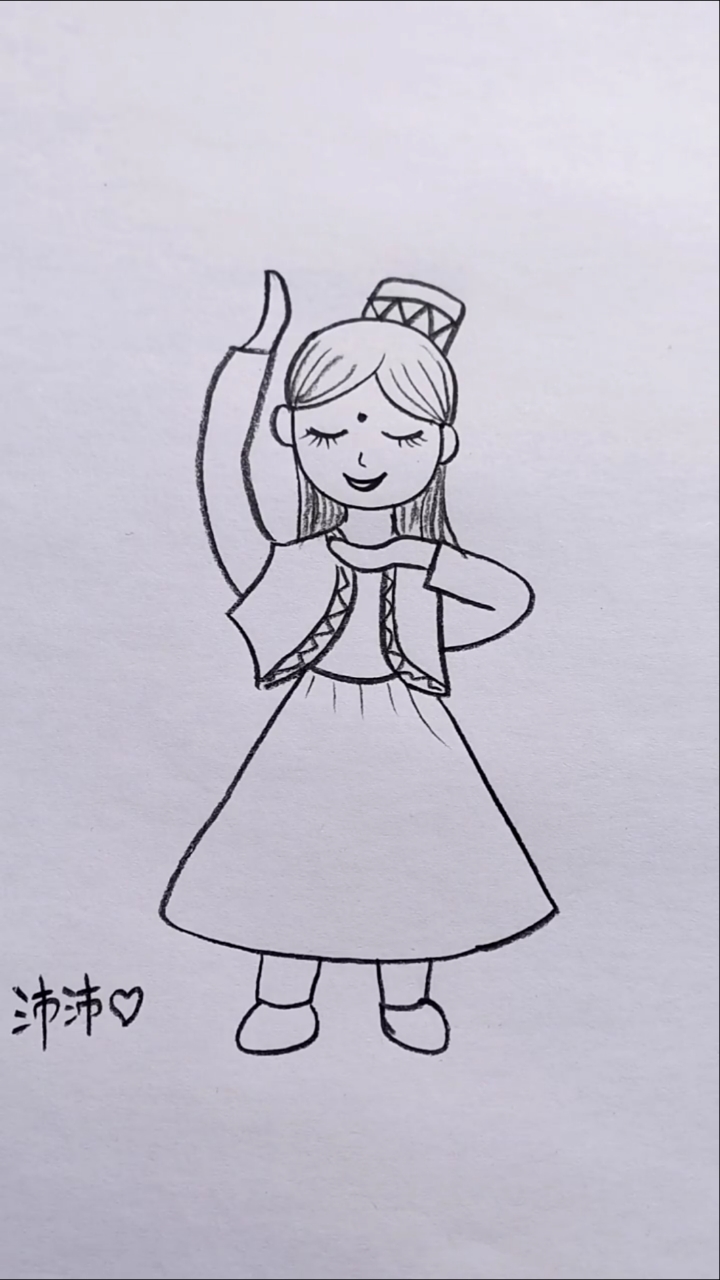 简笔画#跳舞的小姐姐