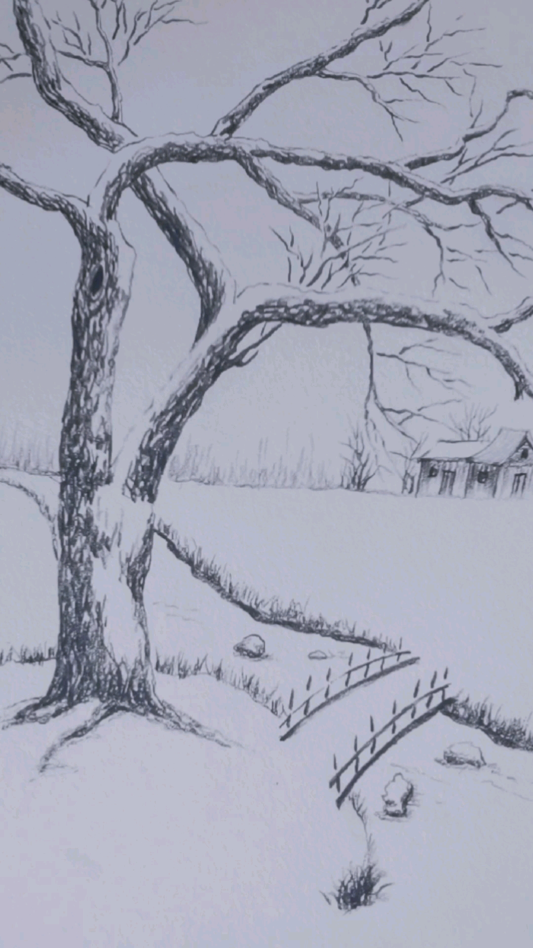 画画#画一副大雪封路的图画,给你带去一点凉快.