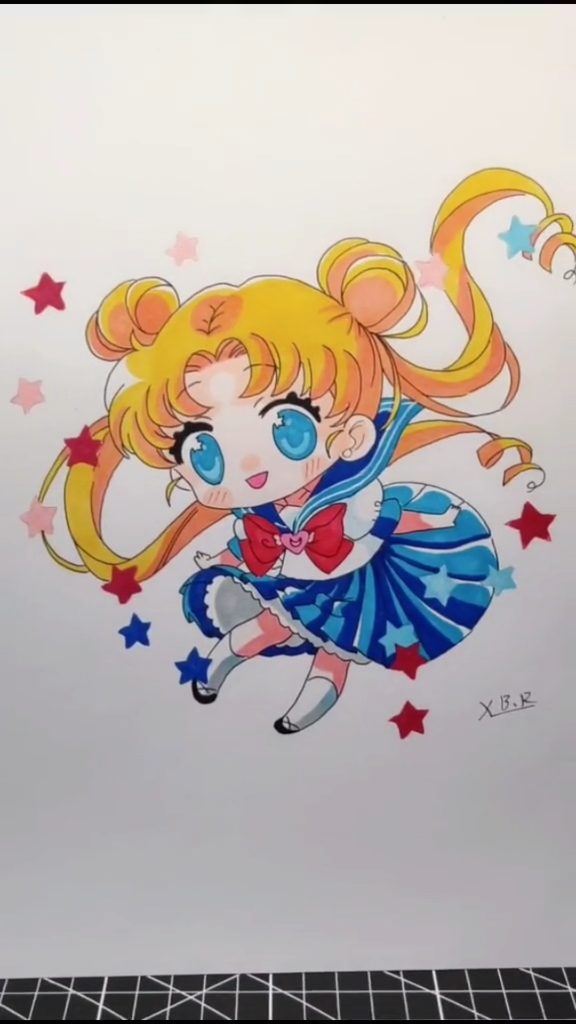 马克笔#②马克笔q版,美少女战士水冰月(请你关注我谢谢)