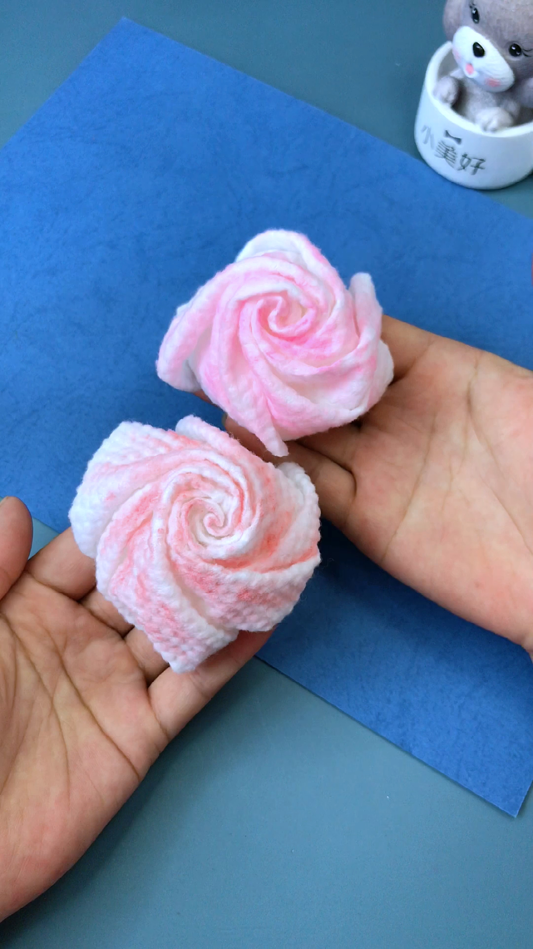创意手工diy用一次性洗脸巾做玫瑰花