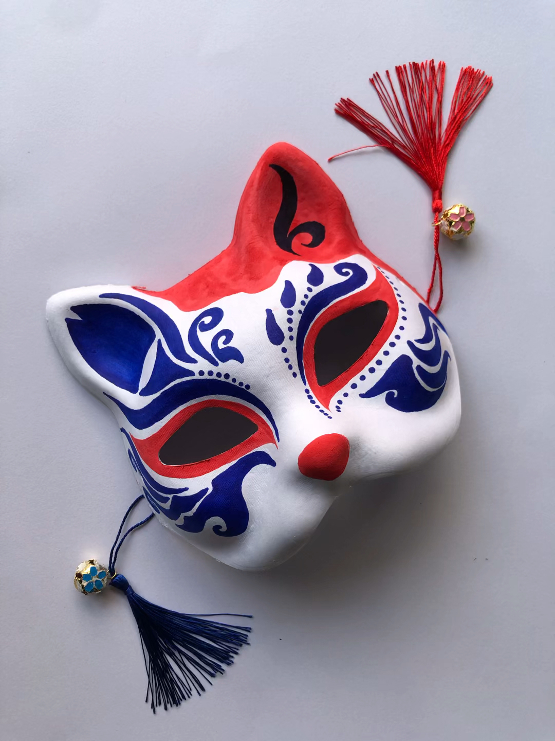 轻漫计划手绘面具原创设计蓝红图案绘制过程